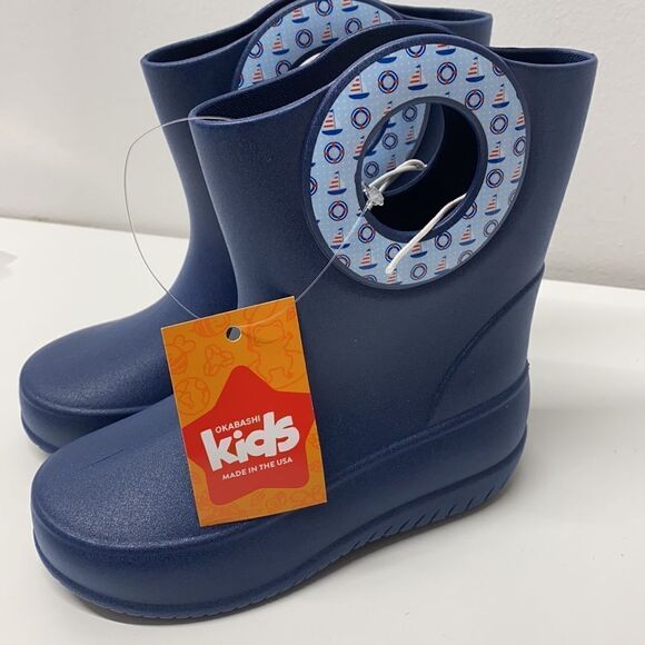 🔥Okabashi kids rain boot made in 🇺🇸 sz 11 Navy New - Picture 2 of 6